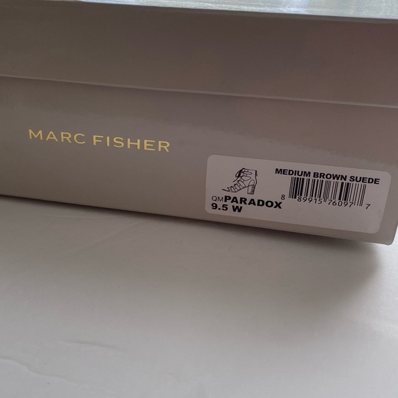 MARC FISHER Parodox Cognac Suede Block Heel Caged Lace Up Size 9 1/2 Wide - Picture 6 of 6